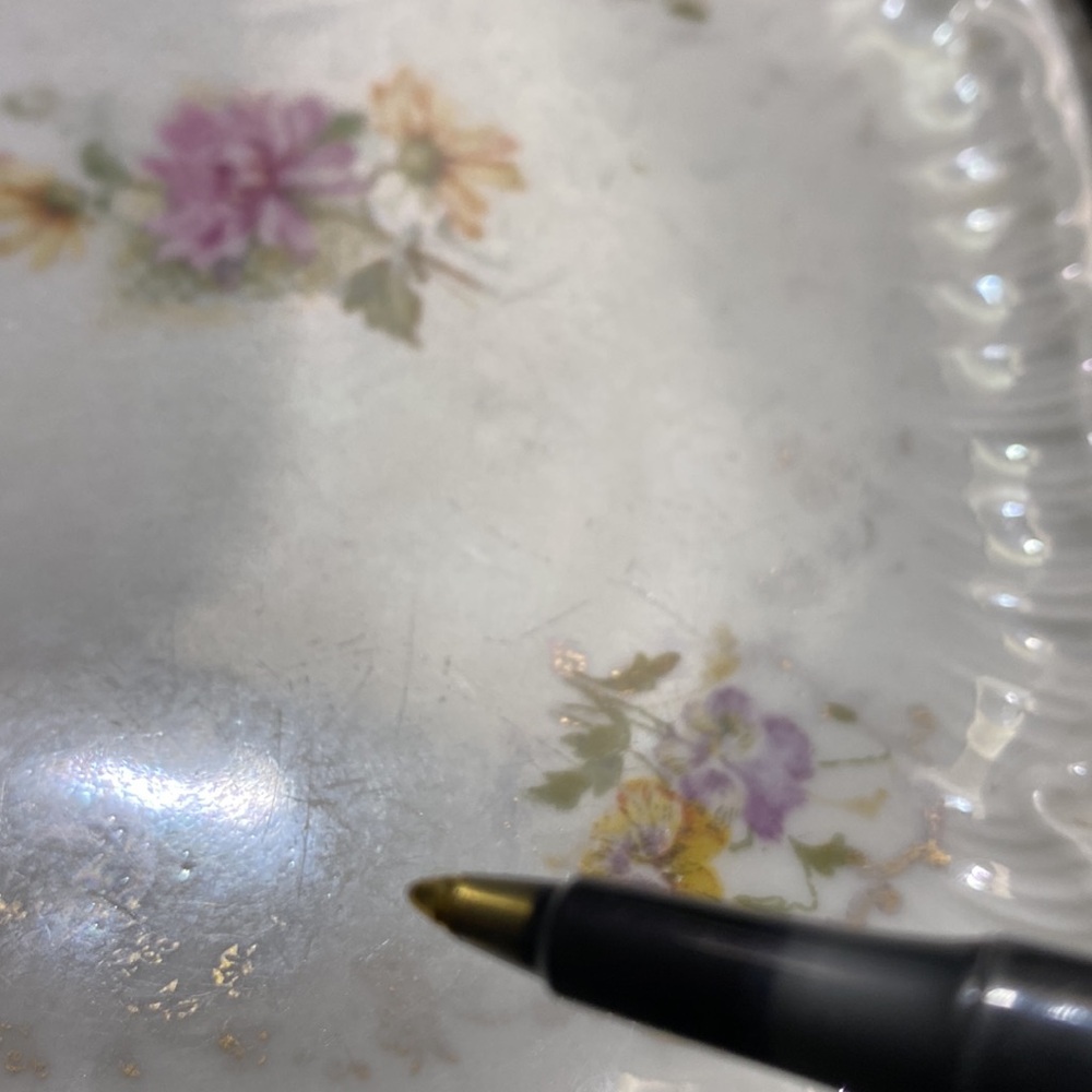 Antique Germany Carl Tielsch Floral Square Cake Plate! - Picture 7 of 7